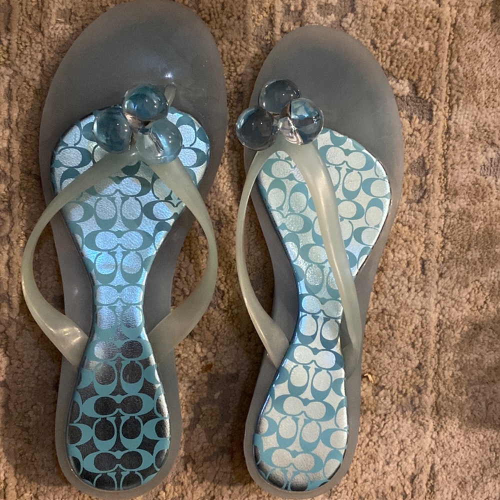 Size 9 COACH Clear BLUE Jelly Madlena Sandals